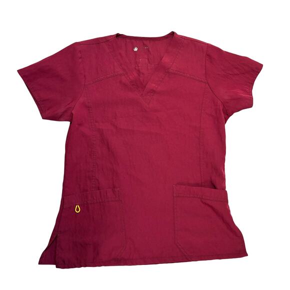 Set of 3 Wonder Wink Women's Scrub Tops Shirts Scrubs Size XS Burgundy Wine - Picture 1 of 4